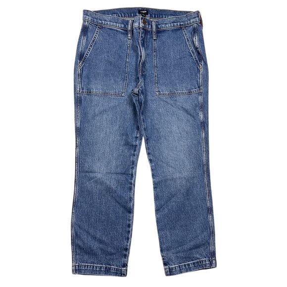 NWT J. Crew Factory Women's Utility Ankle Crop Jeans Size 30 Blue Patch Pockets - Picture 1 of 9